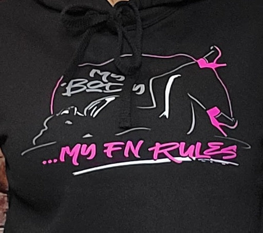 My Body My FN Rules Ladies Cropped Fleece Hoodie