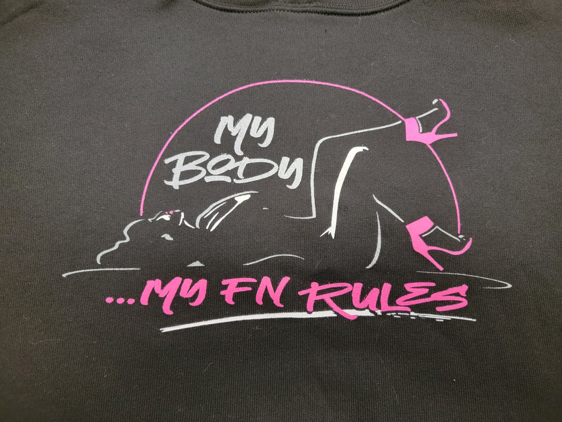 My Body My FN Rules Ladies Cropped Fleece Hoodie