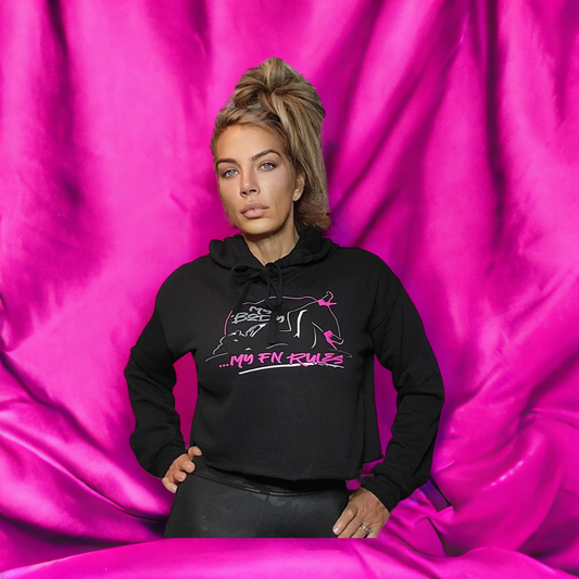 My Body My FN Rules Ladies Cropped Fleece Hoodie