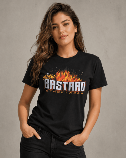 Arrive Raise Hell Leave short sleeve graphic tee by Sick Bastard Streetwear in heavy-duty cotton blend