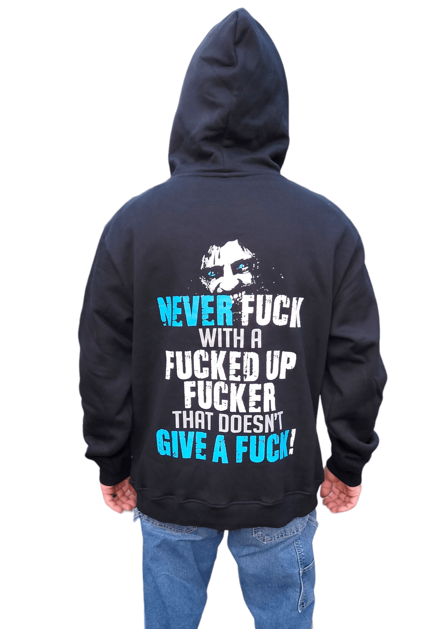 Never Fuck With a Fucked Up Fucker Hoodie, a bold design perfect for cool graphic hoodies lovers.