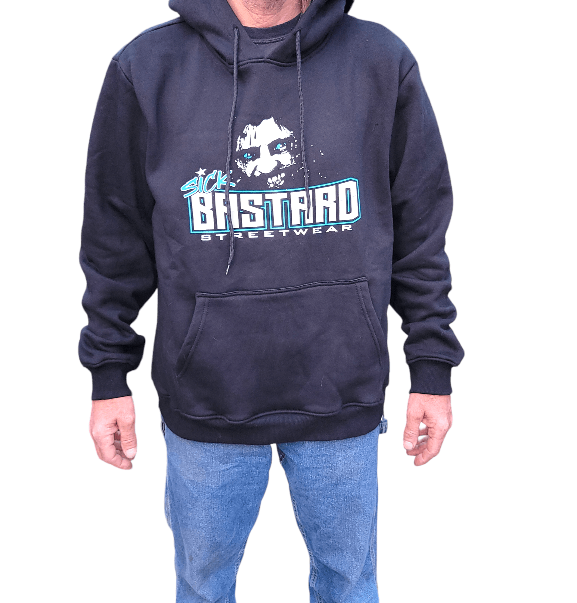 Black Sick Bastard Streetwear hoodie featuring a graphic design, perfect for cool graphic hoodies enthusiasts.