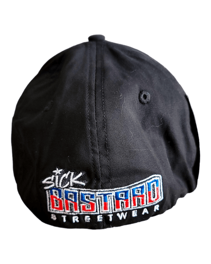 American AF flexfit hat featuring Sick Bastard Streetwear logo on the back.